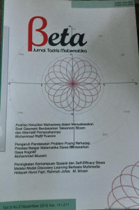 Beta : Jurnal Tadris Matematika